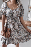 Casual Print Square Collar A Line Dresses(3 Colors)