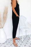 Fashion Street Solid Pocket V Neck Loose Jumpsuits(4 Colors)