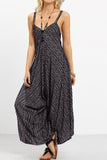 Fashion Casual Striped Patchwork Spaghetti Strap Loose Jumpsuits