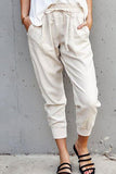 Fashion Casual Solid Patchwork Loose Mid Waist Pencil Bottoms