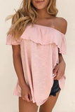 Fashion Casual Solid Patchwork Off the Shoulder T-Shirts