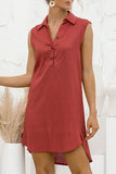 Casual Solid Turndown Collar Irregular Dresses(4 Colors)