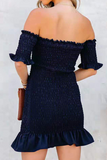 Fashion Elegant Solid Patchwork Fold Strapless Pencil Skirt Dresses