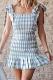 Fashion Street Plaid Patchwork Spaghetti Strap Princess Dresses