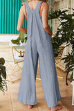 Casual Solid Pocket Buttons Square Collar Jumpsuits