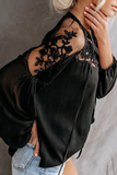 Elegant Solid Lace Frenulum See-through V Neck Tops(3 Colors)