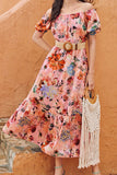 Fashion Street Print Patchwork Off the Shoulder A Line Dresses