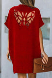 Fashion Solid Hollowed Out V Neck A Line Dresses(5 Colors)