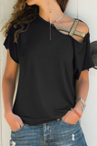 Casual Solid Patchwork Oblique Collar T-Shirts(7 Colors)