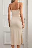 Fashion Elegant Solid With Belt Strapless Wrapped Skirt Dresses