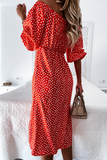 Elegant Polka Dot Frenulum Slit Off the Shoulder Dresses(3 Colors)