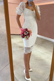 Elegant Patchwork Lace Strapless Pencil Skirt Dresses