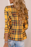 Fashion Street Plaid Patchwork Turn-back Collar Outerwear(4 Colors)