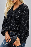 Fashion Sweet Dot Patchwork V Neck Tops