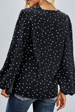 Fashion Sweet Dot Patchwork V Neck Tops