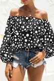 Fashion Casual Print Patchwork Off the Shoulder Tops