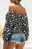 Fashion Casual Print Patchwork Off the Shoulder Tops