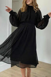 Fashion Elegant Solid Patchwork Half A Turtleneck A Line Dresses