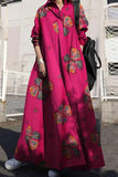 Fashion Vintage Print Patchwork Turndown Collar A Line Dresses