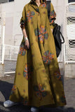 Fashion Vintage Print Patchwork Turndown Collar A Line Dresses