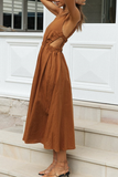 Casual Solid Backless O Neck A Line Dresses(3 Colors)