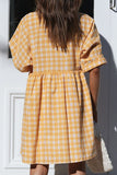 Casual Plaid Patchwork V Neck Princess Dresses