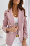 Elegant Solid Patchwork Buttons Turn-back Collar Outerwear(5 Colors)