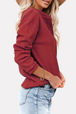 Casual Solid Buckle O Neck Tops