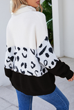 Casual Leopard Patchwork Contrast Turtleneck Sweaters(3 Colors)