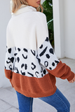 Casual Leopard Patchwork Contrast Turtleneck Sweaters(3 Colors)