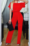 Casual Elegant Solid Strap Design O Neck Straight Jumpsuits(7 Colors)