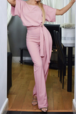 Casual Elegant Solid Strap Design O Neck Straight Jumpsuits(7 Colors)