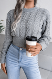 Casual Solid Patchwork O Neck Sweaters(3 Colors)