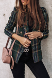 Casual Print Patchwork Buckle Turn-back Collar Outerwear