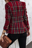 Casual Print Patchwork Buckle Turn-back Collar Outerwear