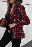 Casual Print Patchwork Buckle Turn-back Collar Outerwear