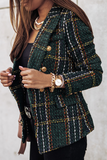 Casual Print Patchwork Buckle Turn-back Collar Outerwear