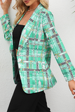 Elegant Print Patchwork Buttons Turndown Collar Outerwear(6 Colors)