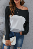 Casual Patchwork Basic Contrast O Neck Tops