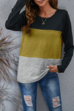 Casual Patchwork Basic Contrast O Neck Tops