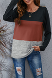 Casual Patchwork Basic Contrast O Neck Tops