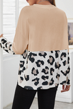 Casual Print Patchwork O Neck Tops