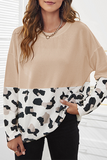 Casual Print Patchwork O Neck Tops