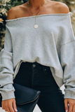 Casual Elegant Solid Patchwork Fold Off the Shoulder Hoodies