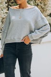 Casual Elegant Solid Patchwork Fold Off the Shoulder Hoodies