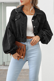 Fashion Casual Solid Pocket Buckle Turndown Collar Outerwear