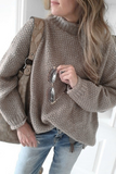 Casual Solid Patchwork Basic Half A Turtleneck Sweater(4 Colors)