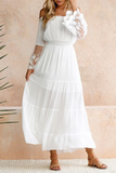 Fashion Elegant Solid Lace Patchwork Off the Shoulder A Line Dresses