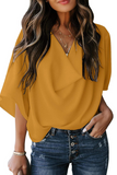 Casual Solid Flounce V Neck T-Shirts(7 Colors)