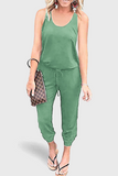 Casual Solid Frenulum U Neck Jumpsuits(4 Colors)